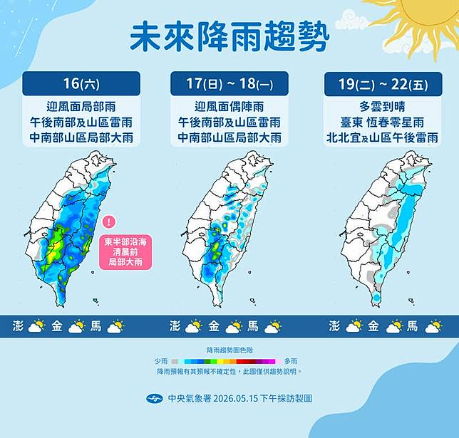 未來降雨趨勢。(氣象署提供)