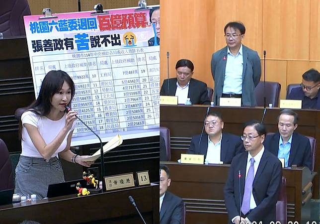 市議員黃瓊慧提出行人安全、中央總預算審查影響桃園市政等質詢事項。圖：翻攝自桃園市議會