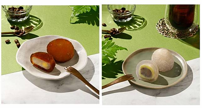 星巴克今夏人氣商品：(左)珍珠奶茶布丁星蕨餅、(右)芋泥綠豆沙星蕨餅(圖片提供/星巴克)