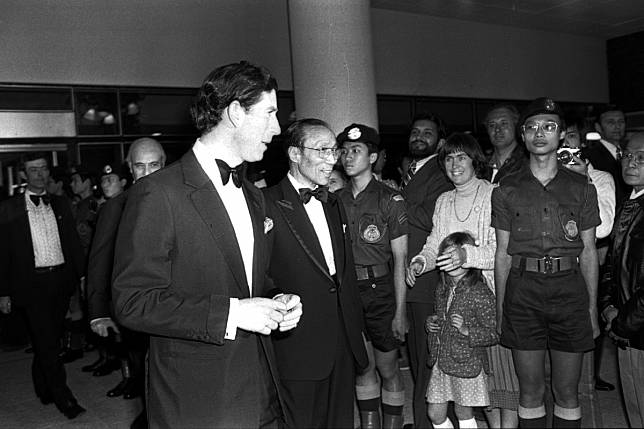 Prince Charles, accompanied by movie magnate Run Run Shaw, attends a concert at City Hall during a three-day visit to Hong Kong in 1979. Photo: SCMP