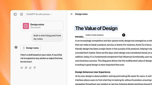 【10/4 快訊 Top 5】ChatGPT 介面大翻新！推「Canvas」為寫作和程式設計量身打造