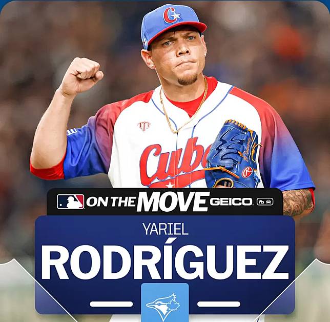 叛逃的古巴投手羅里格茲（Yariel Rodriguez）加盟藍鳥。摘自MLB推特