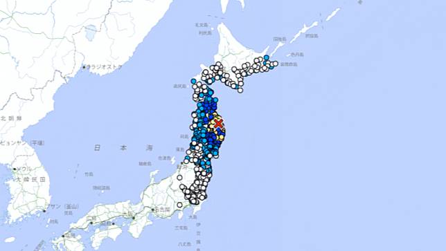 日本岩手縣發生規模6.1強震，未發布海嘯警報。翻攝日本氣象廳
