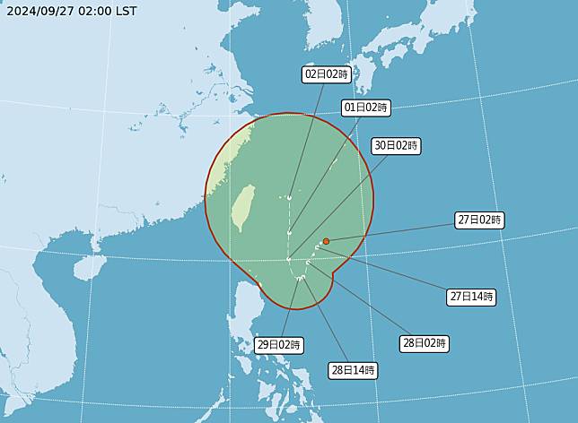 TD22可能成颱，下周一起影響台灣天氣。 (圖:中央氣象署)