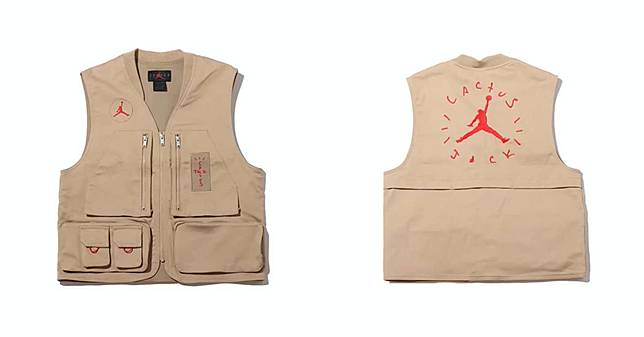 Jordan Brand 與 Travis Scott 合作系列不只球鞋吸睛，就連服飾系列也非常熱銷。其中這款背心不僅寫入雙方特色元素外，還運用多口袋增加實用性。圖片來源：<a href=