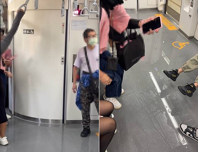 台鐵區間車上驚見有民眾在廁所「洗澡」，水溢到整個車廂都是。（翻攝自Threads @23_lyxnnn）