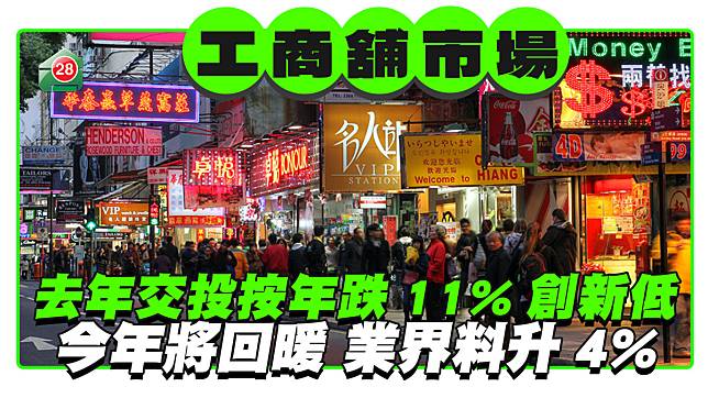 工商舖市場｜去年交投按年跌11%創新低 今年將回暖 業界料升4%