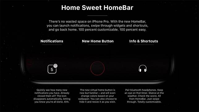 คอนเซปต์ใหม่ ปุ่ม Home iPhone 8 เป็นแบบ Home bar ผู้ใช้สามารถตั้งค่าเองได้