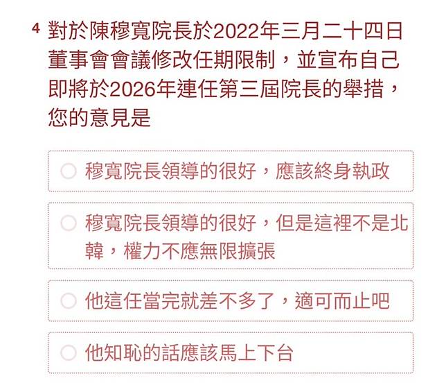 該份楊姓醫師製作張貼的問卷，問題及選項被法院認為有侮蔑之意。（讀者提供）