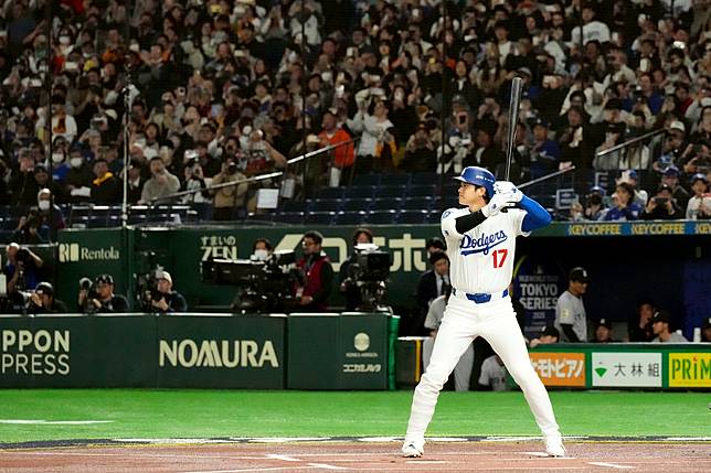 大谷翔平東京巨蛋開轟。達志影像
