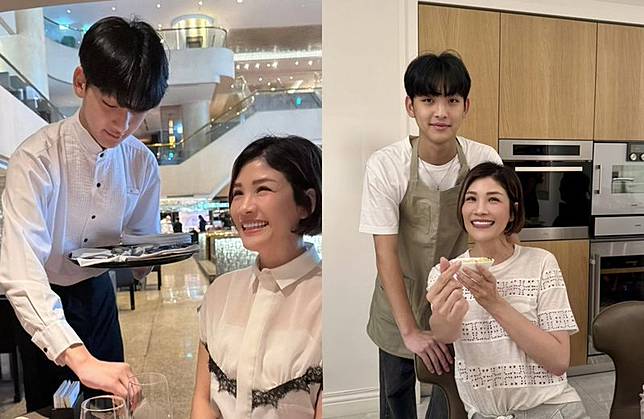 蔣雅淇的19歲兒子關義即將赴美念大學，在暑假學做菜、到飯店實習。（翻攝蔣雅淇臉書）