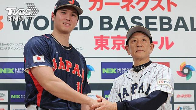 日本隊入選球員大谷翔平與教練栗山英樹。（圖／達志影像美聯社）