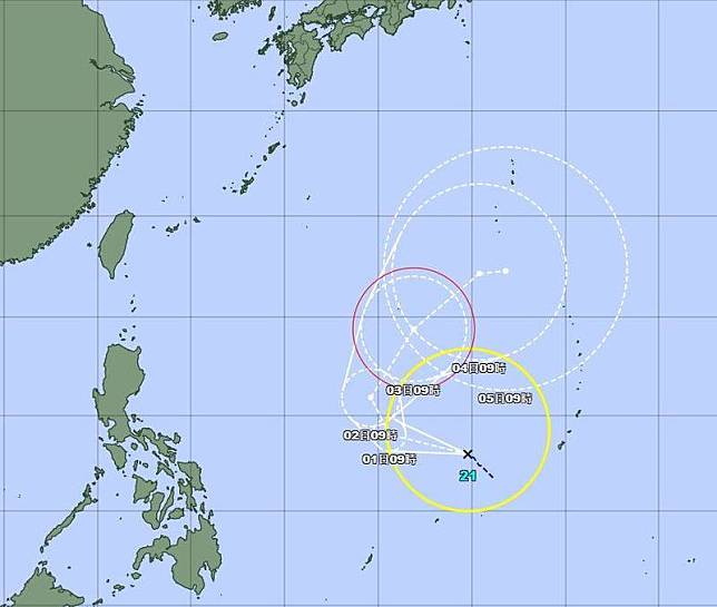 今早第21號颱風「妮亞圖」生成，是時隔逾一個月以來，西太平洋再度有颱風出現。(圖擷自日本氣象廳)