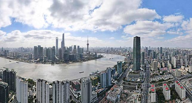 This aerial panoramic photo taken on Jan. 10, 2023 shows a view of Lujiazui area in the China (Shanghai) Pilot Free Trade Zone in east China's Shanghai. (Xinhua/Fang Zhe)