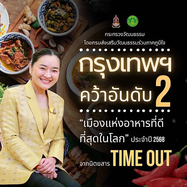 “กรุงเทพฯ” ขึ้นแท่น “เมืองแห่งอาหาร” อันดับ 2 ของโลก ประจำปี 2568 จาก Time Out