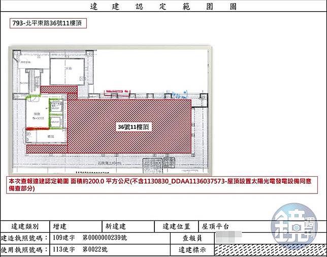 台北市建管處勘查後，確認酒吧的違建超過60坪。（讀者提供）