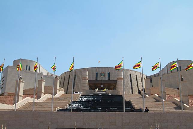 Photo taken on Oct. 3, 2023 shows the new parliament building in Mount Hampden, about 19 km from Harare, Zimbabwe. (Xinhua/Tafara Mugwara)