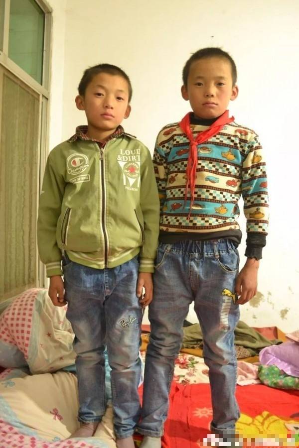 雙胞胎兄弟王鵬(左)、王賀已11歲。(圖擷取自網路)