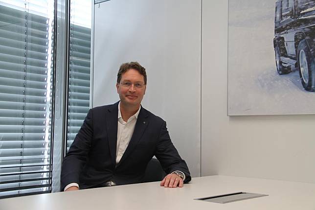 Ola Kaellenius, chairman of the board of management of Mercedes-Benz, receives an interview with Xinhua at the headquarters of Mercedes-Benz in Stuttgart, Germany, March 20, 2024. (Xinhua/Shan Weiyi)