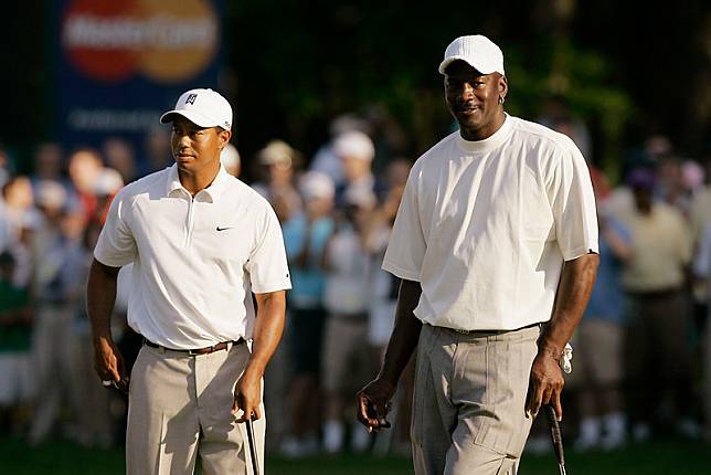 Michael Jordan（右）與Tiger Woods（左）。（達志影像資料照）