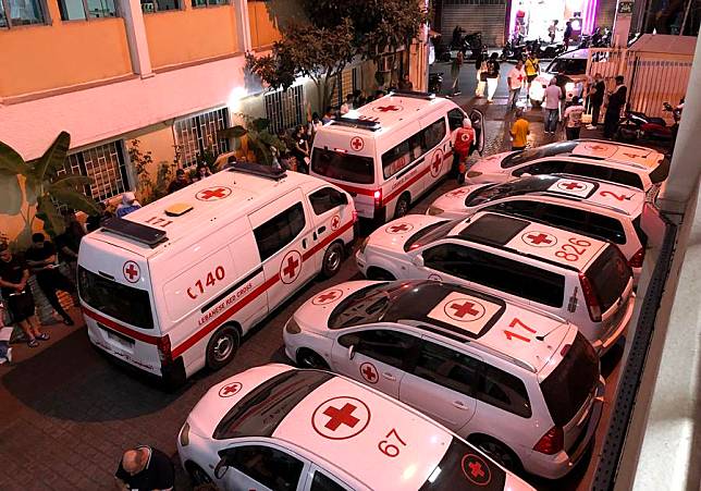 People wait to donate blood for those wounded in pager explosions in Beirut, Lebanon, on Sept. 17, 2024. (Xinhua/Bilal Jawich)