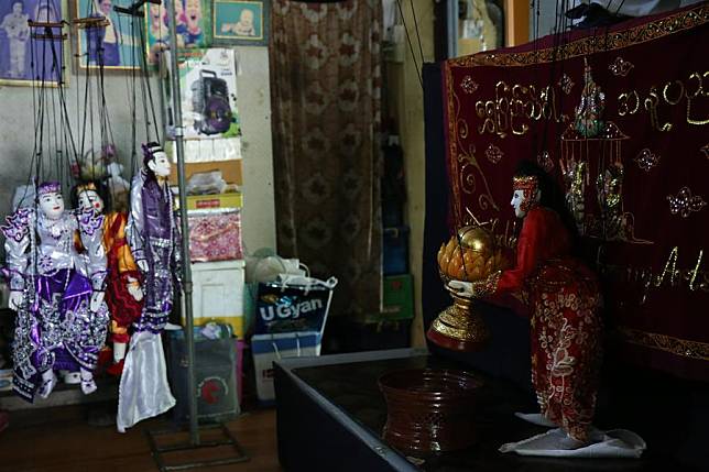 A puppet in action is pictured during a puppet show in Yangon, Myanmar, Oct. 27, 2024. (Myo Kyaw Soe/Xinhua)