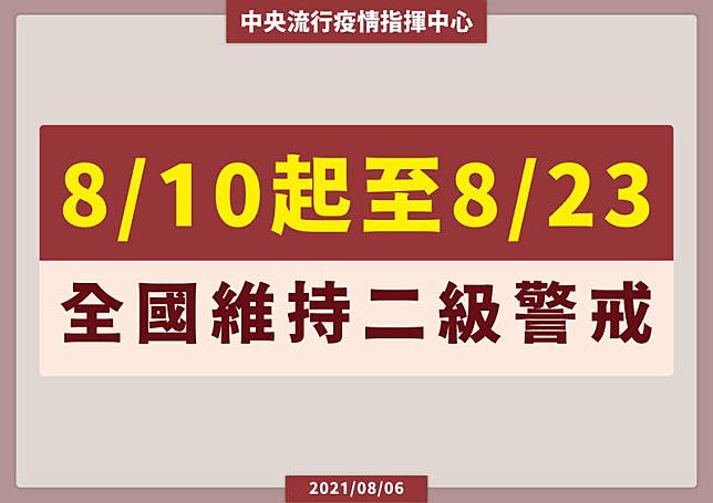 二級警戒持續到8月23日。(指揮中心提供)