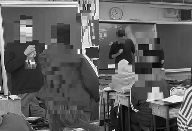 台北市北投區一所高中一名男學生近日因情緒不穩，在上課中途衝上講台攻擊老師。 圖:記者爆料網