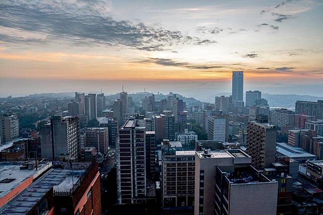 Photo taken on March 7, 2023 shows the sunrise view in Johannesburg, South Africa. (Photo by Shiraaz Mohamed/Xinhua)