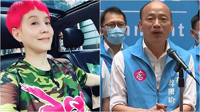 女星李明依（左圖）；高雄市長韓國瑜（又圖）。（圖／翻攝自李明依臉書、TVBS資料畫面）