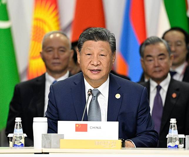 Chinese President Xi Jinping delivers an important speech titled &ldquo;Combining the Great Strength of the Global South To Build Together a Community with a Shared Future for Mankind&rdquo; at the &ldquo;BRICS Plus&rdquo; leaders' dialogue in Kazan, Russia, Oct. 24, 2024. (Xinhua/Li Xueren)