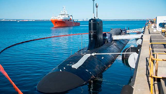 2023年8月4日，美國核潛艇「北卡羅萊納號」（USS North Carolina）停靠西澳州的斯特林皇家澳洲軍港（HMAS Stirling）。路透社
