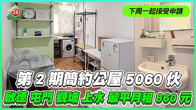 第2期簡約公屋5060伙下周一起接受申請 啟德最平月租1,310元 屯門最平860元