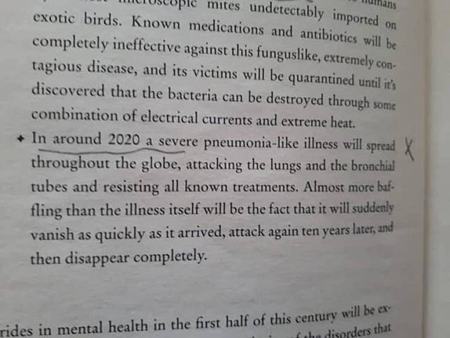 網友翻出預言書中提到「肺炎」的部分並畫記。（翻攝自Black Civilisation Network粉專）