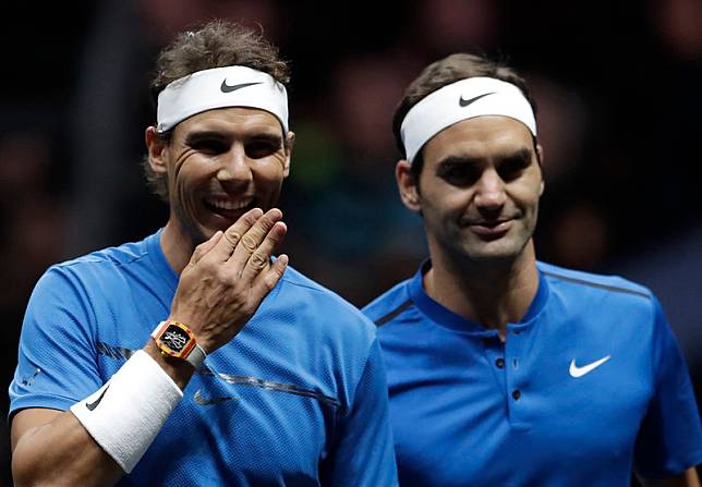 Roger Federer（右）與Rafael Nadal。（達志影像資料照）