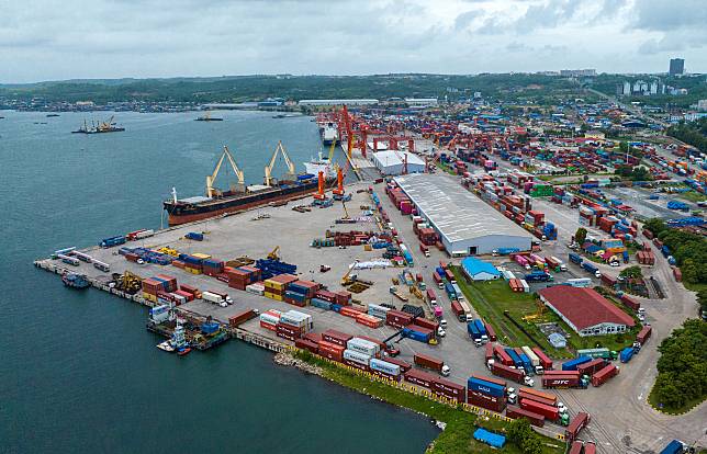 An aerial drone photo taken on Sept. 11, 2024 shows a view of the Sihanoukville Autonomous Port (PAS) in Sihanoukville, Cambodia. (Photo by Nitola/Xinhua)