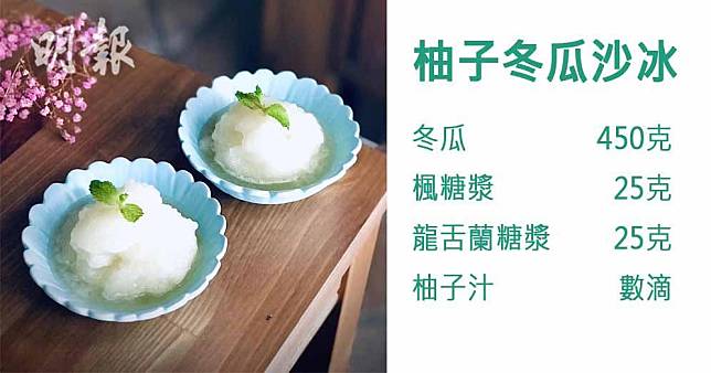 Green Monday食譜：柚子冬瓜沙冰（圖片由受訪者提供／明報製圖）