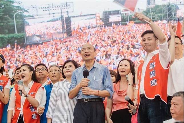 國民黨總統參選人韓國瑜(前中)。(中時資料照片)