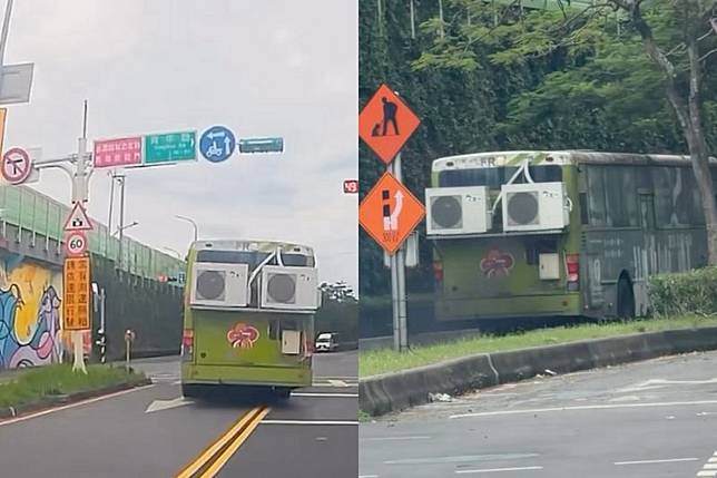 有網友目擊台北竟有公車加裝分離式冷氣，掀起熱議。圖／翻攝自Threads@journeepoint