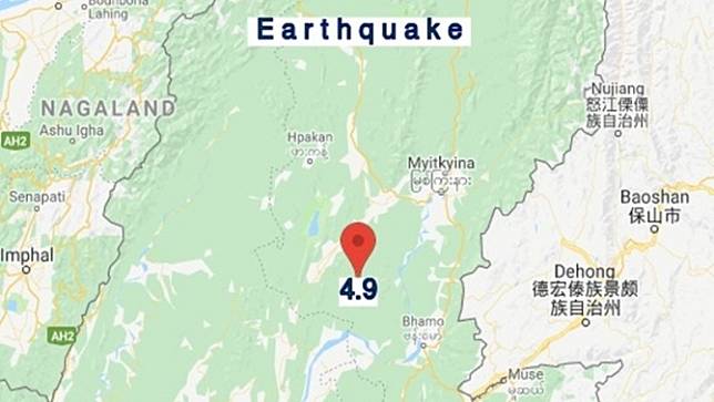 แผ่นดินไหวพม่า 4.9 ลึกไต้ดิน 10 กิโลเมตร