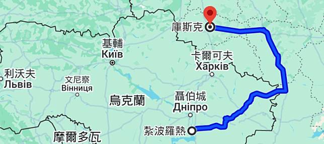 俄軍抽調1個師的兵力回庫爾斯克 圖：翻攝自Google Map