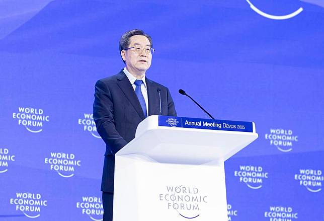 Chinese Vice Premier Ding Xuexiang, also a member of the Standing Committee of the Political Bureau of the Communist Party of China Central Committee, attends the World Economic Forum (WEF) Annual Meeting 2025, and delivers a speech entitled &ldquo;Keeping to the Right Path of Multilateralism and Promoting Open and Inclusive Development&rdquo; in Davos, Switzerland, Jan. 21, 2025. (Xinhua/Huang Jingwen)