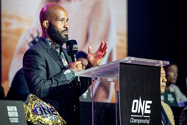 Demetrious Johnson speaks at Tuesday's One Championship press conference in Manila. Photos: One Championship