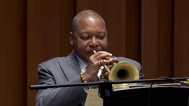 U.S. trumpet master Wynton Marsalis performs at the National Centre for the Performing Arts (NCPA) in Beijing, capital of China, Oct. 9, 2024. (NCPA/Handout via Xinhua)