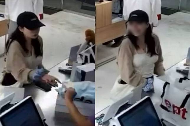 詹女公開女子盜刷畫面，質疑行徑有如慣犯，同時大酸女子盜刷還退稅相當聰明。圖／翻攝自Threads@yi_lin_9011