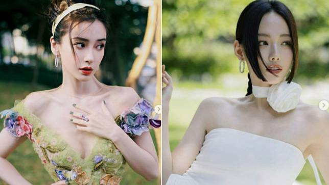 中國女星Angelababy（左）、張嘉倪微博遭官方封禁，如今只有Angelababy解封。翻攝自Angelababy、張嘉倪IG