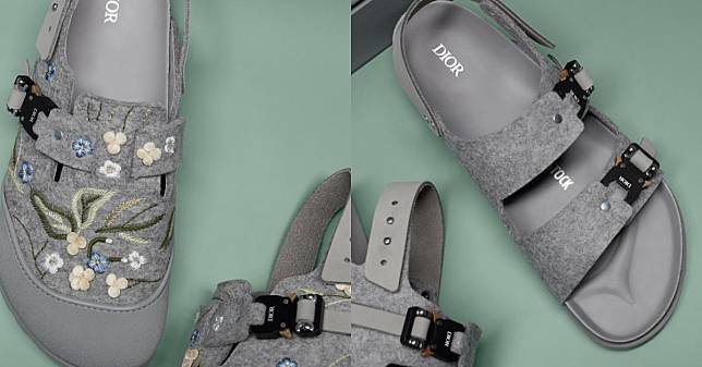 Dior x 勃肯鞋聯名正式登場！經典「迪奧灰」搭配刺繡小花真的太可愛，鞋底暗藏品牌老花整雙鞋真的細節滿滿