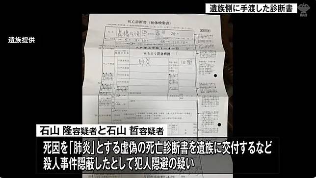 日本醫院為掩蓋院內殺人案，竟造假死亡證明欺騙家屬。（圖／NNN）