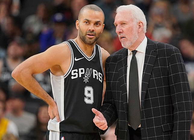 Tony Parker（左）和Greg Popovich（右）此次一同入選名人堂。（達志影像資料照）