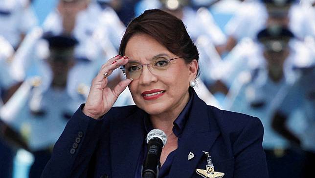 宏都拉斯總統秀瑪菈卡斯楚2023年4月發表演說。路透社